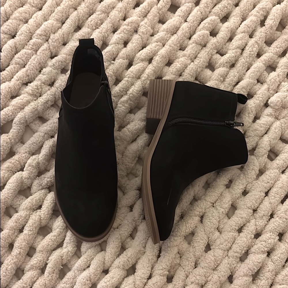 Time and Tru Black Ankle Booties With Zipper